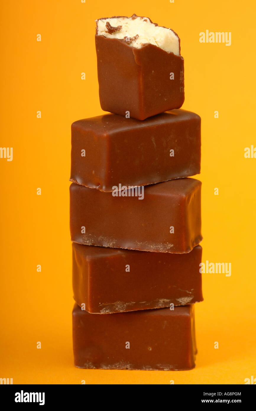 Bonbons de chocolat au lait doux centrée Banque D'Images