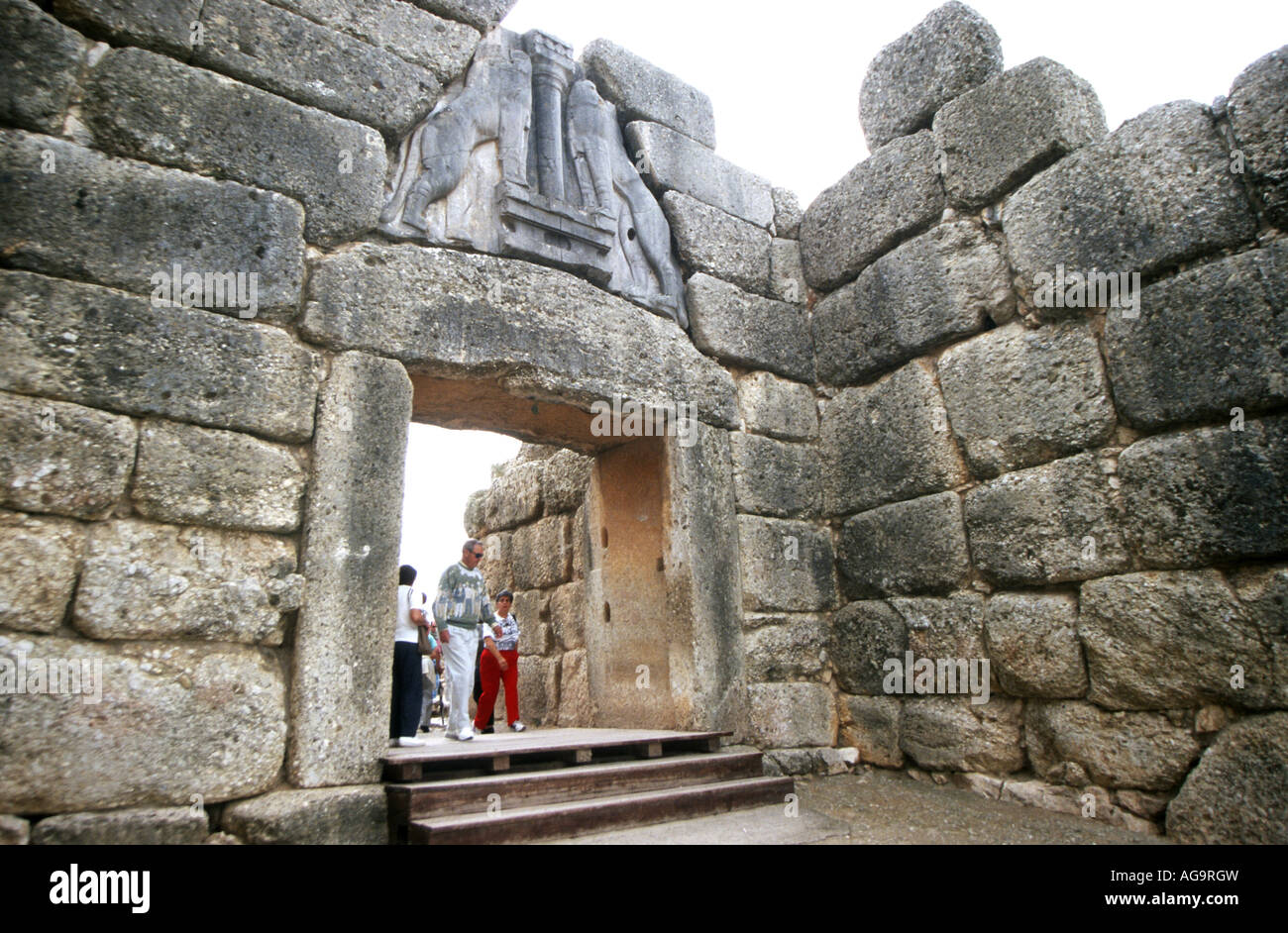 La Porte des Lions à Mycènes, Grèce Photo Stock - Alamy