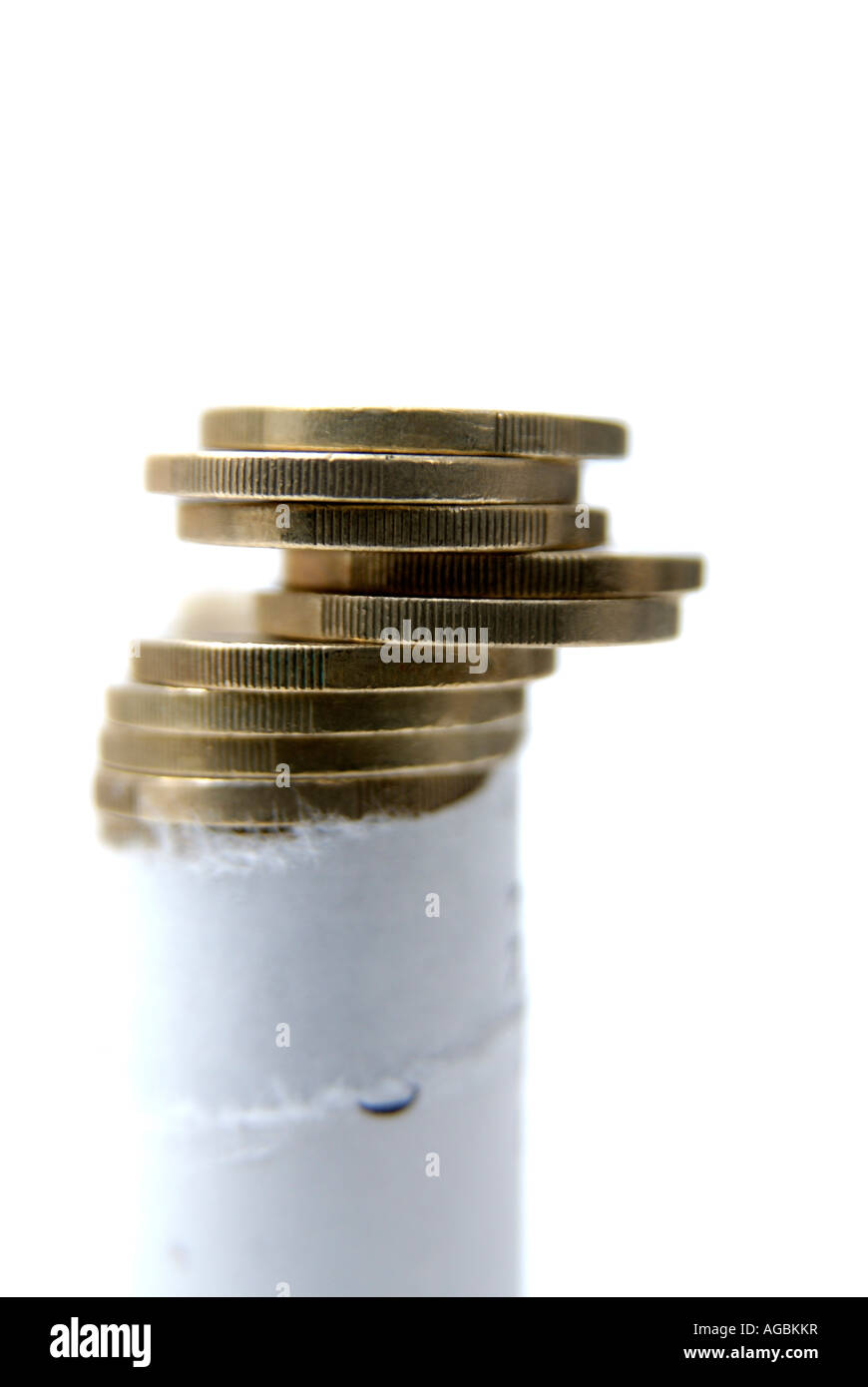 Pile de pièces d'argent Euro Banque D'Images