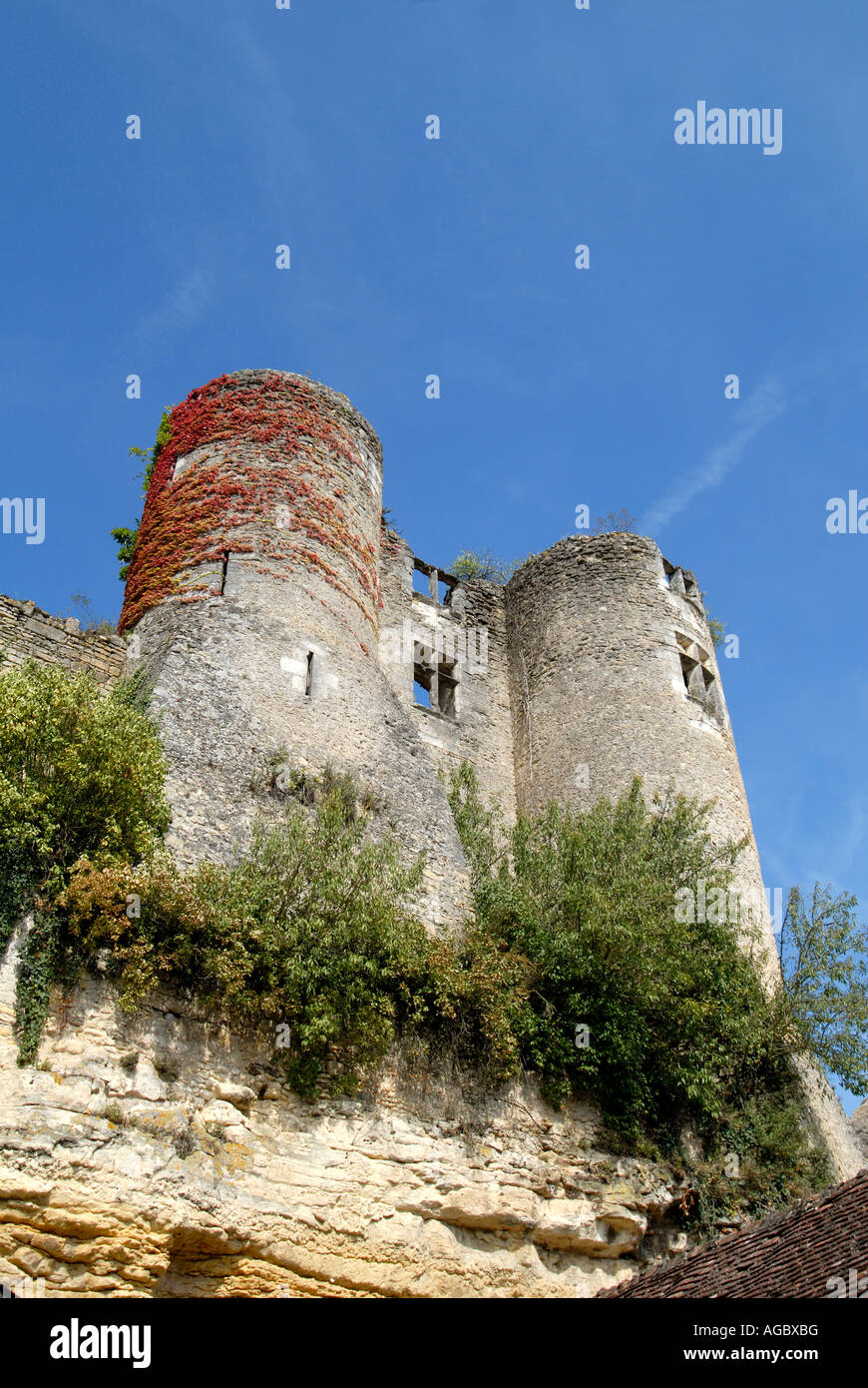 Vestiges de forteresse, Montresor, Touraine, France. Banque D'Images