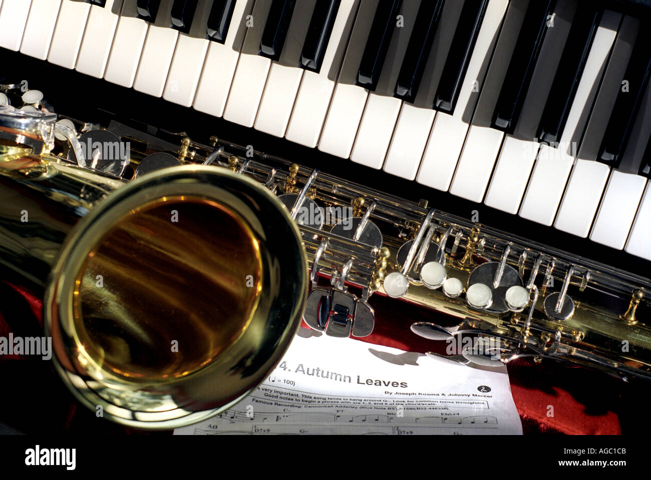 Partitions saxophone et claviers Banque D'Images