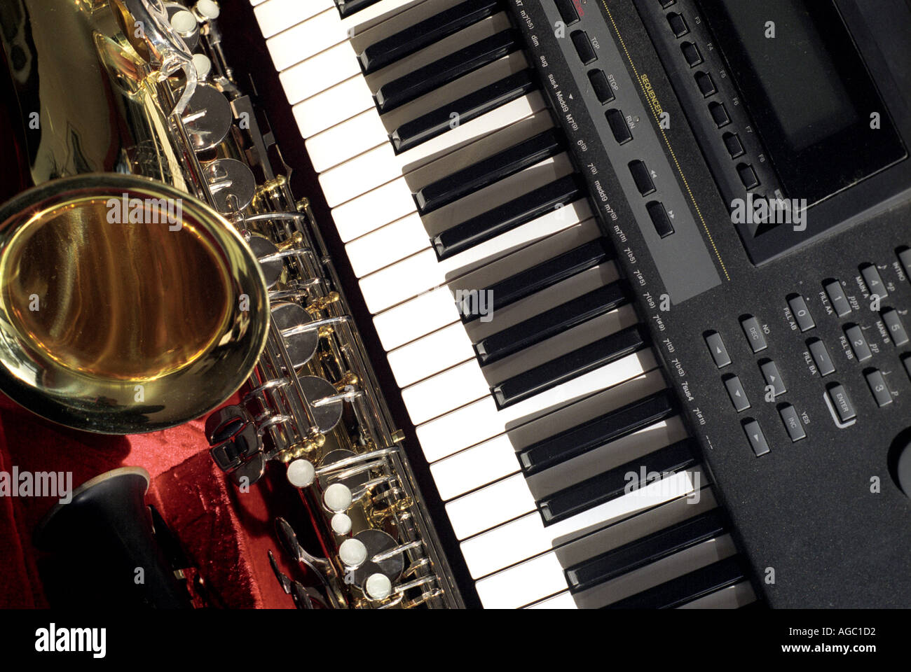 Partitions saxophone et claviers Banque D'Images