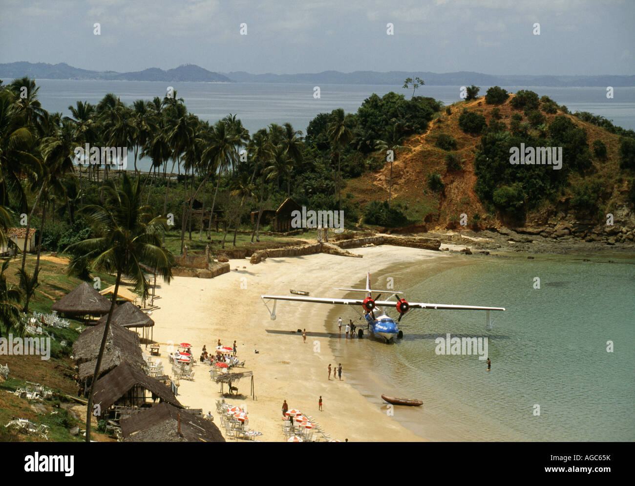 Brésil, Salvador de Bahia, Catalina PBY 5a flying boat on beach Banque D'Images