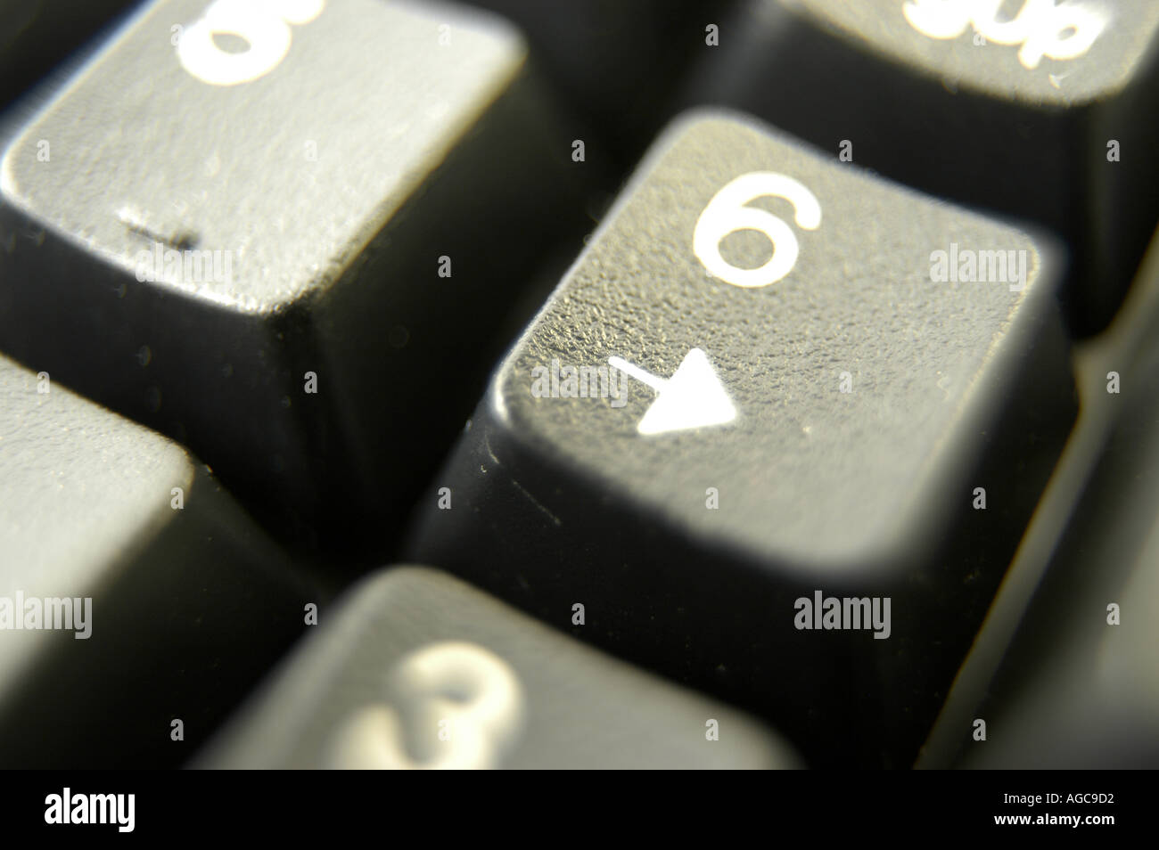 Clavier ordinateur noir clé numéro 6 close up Banque D'Images