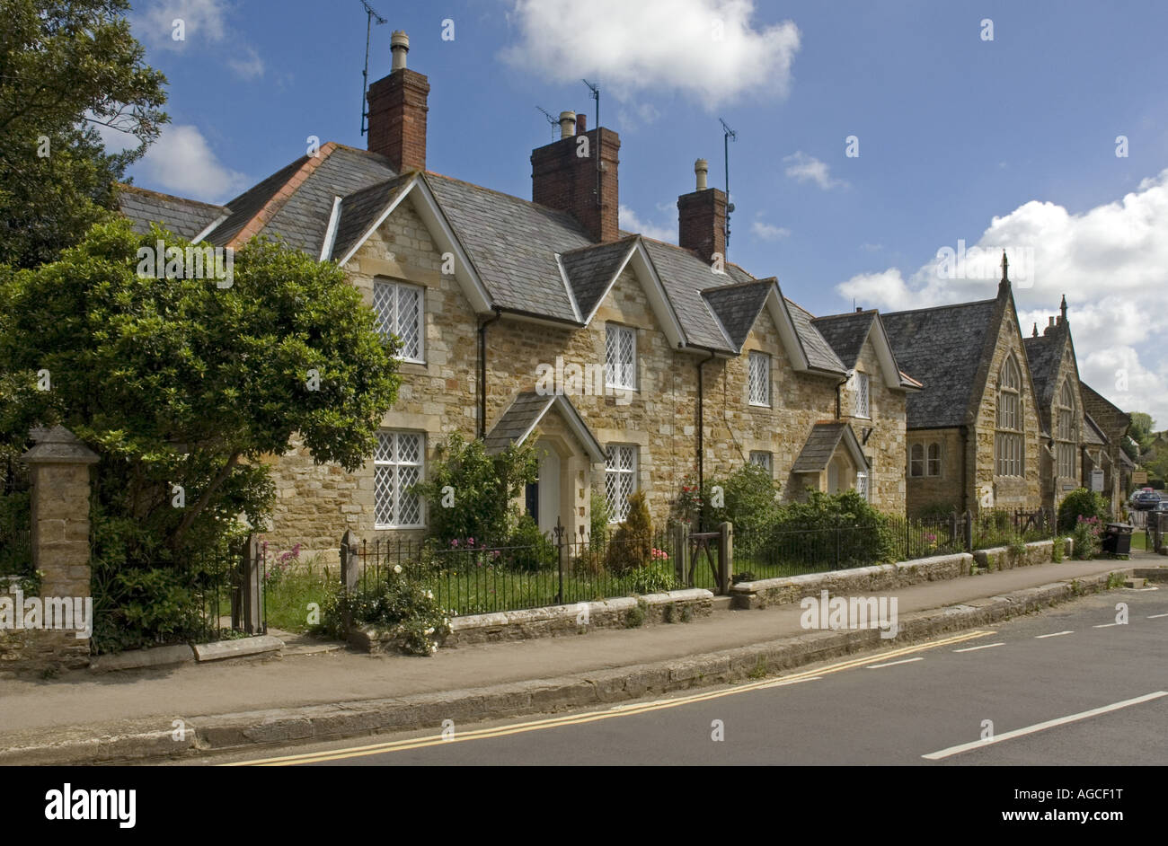 Scène de rue à Abbotsbury, Dorset Banque D'Images