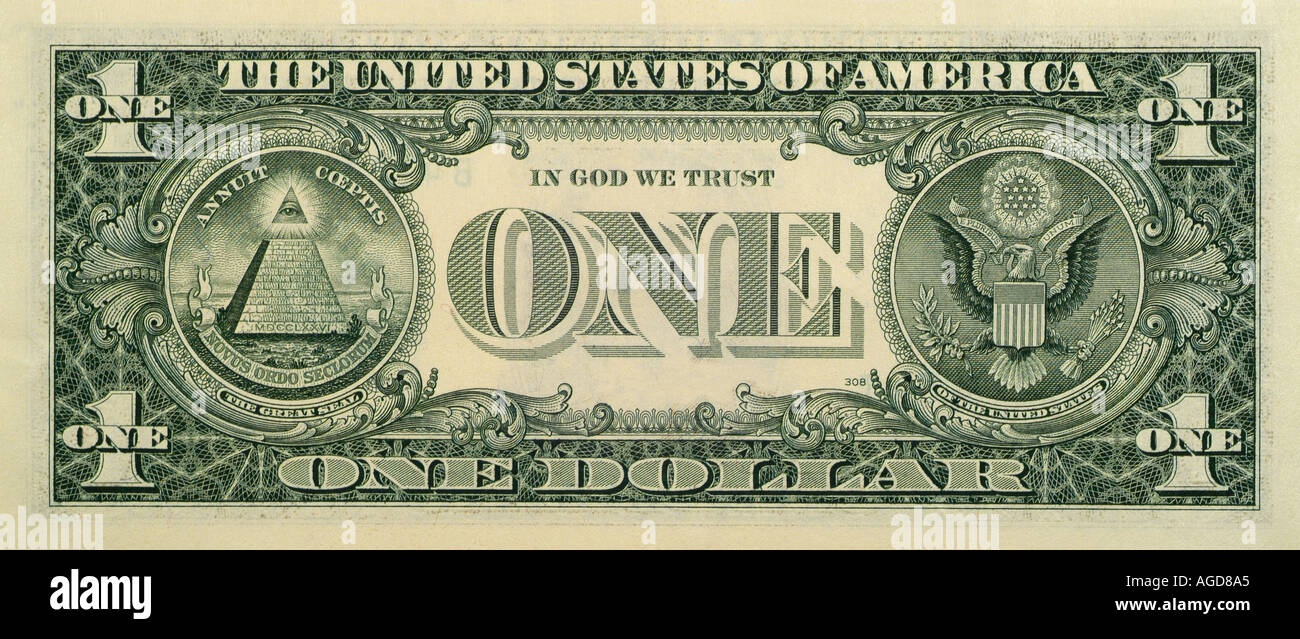 Poster Un Dollaro Americano - One Dollar Bill USA, Stampa Francese Su Carta Lucida 150g, 100% Made In France