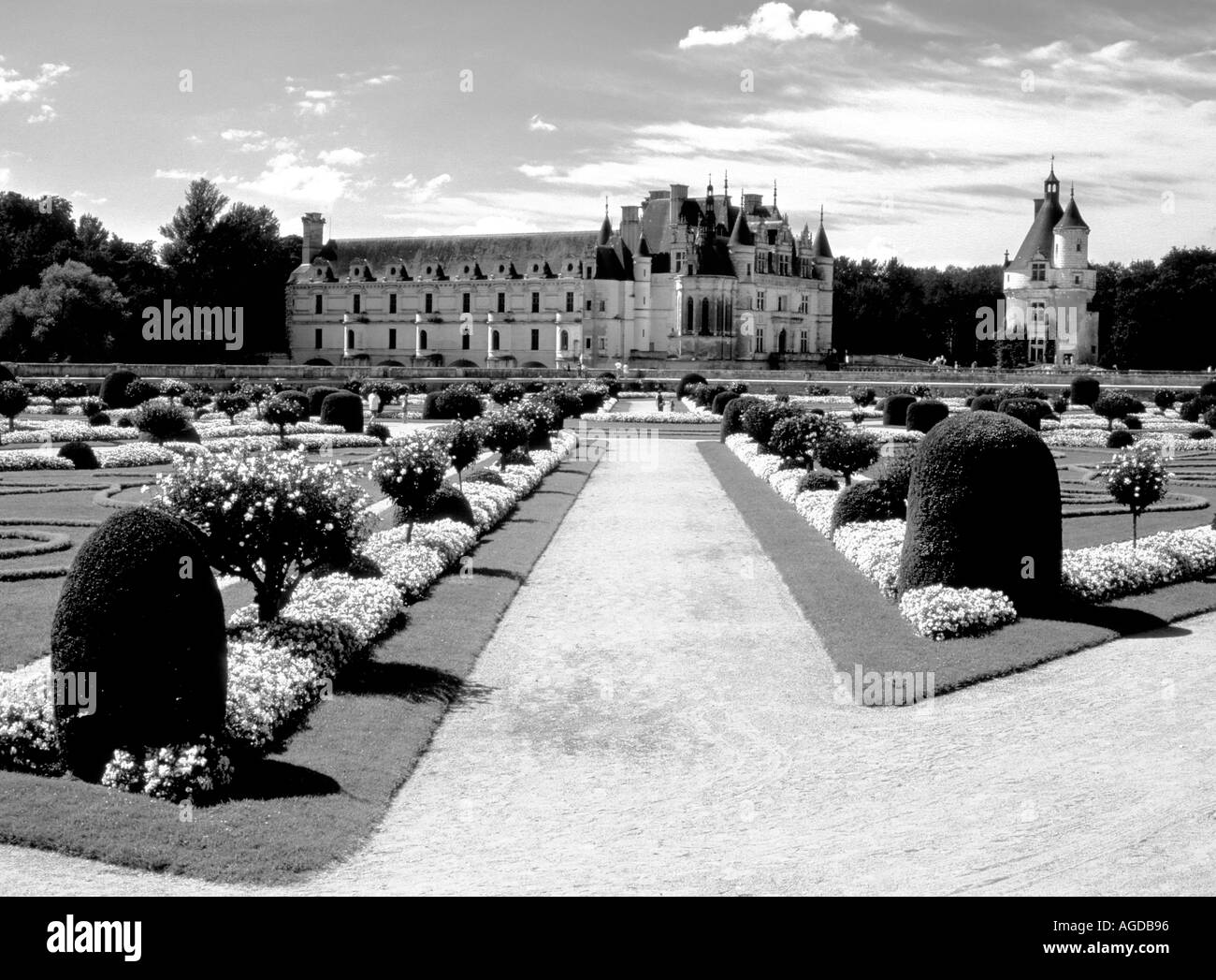 Château de Chenonceaux Loire Valley France Monochrome Banque D'Images