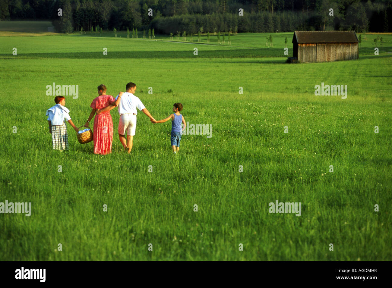 Famille de quatre fermes de passage en Bavière près de Munich, Allemagne Banque D'Images