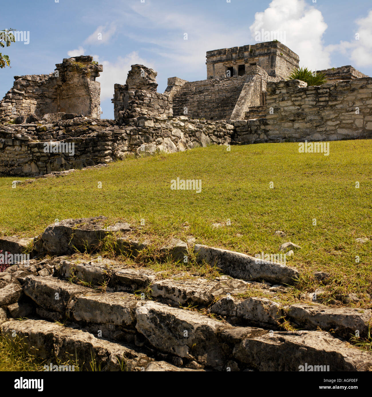 Myan Tulum Temple près de Cancun sur la péninsule de Yacatan au Mexique Banque D'Images