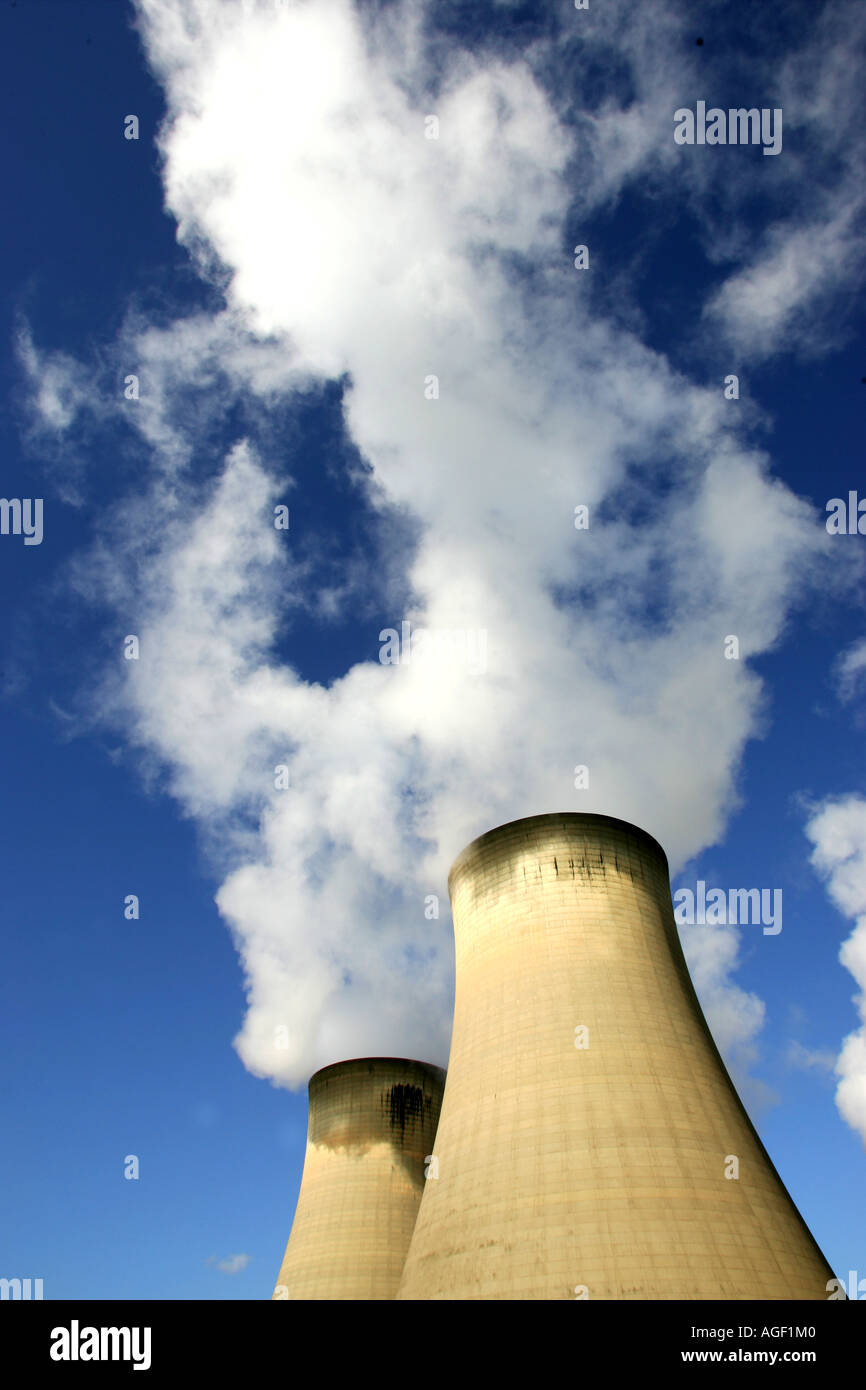 Selby Drax power station tours de refroidissement, dans le Yorkshire, Angleterre. Banque D'Images