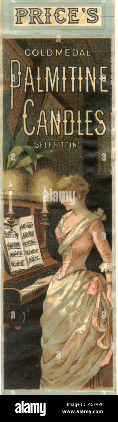 L'étiquette de bougie vers 1885 pour la médaille d'or du Prix Bougies Palmitine Banque D'Images