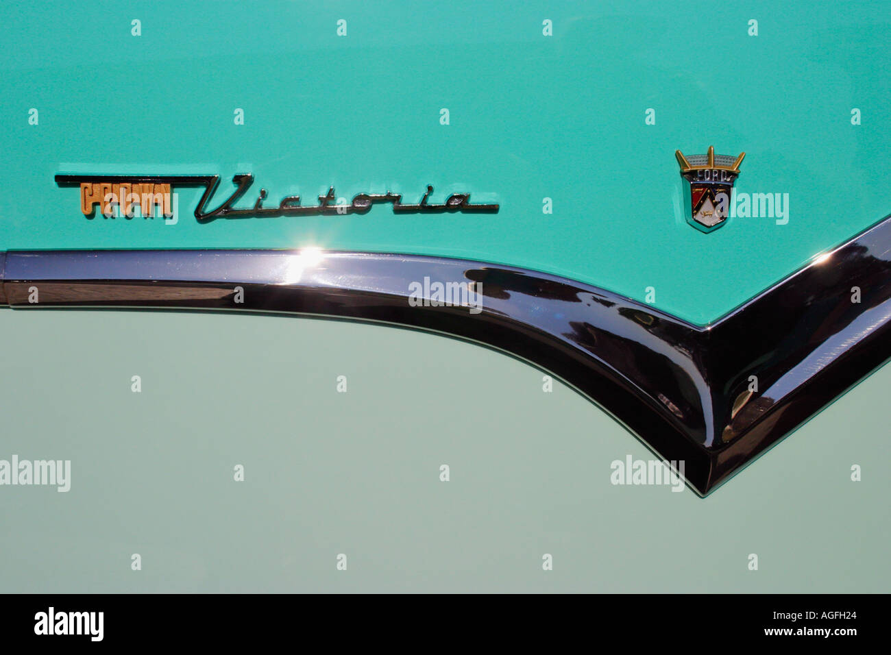 Closeup détail de 1955 Ford Crown Victoria dans l'automobile salon de voitures Banque D'Images