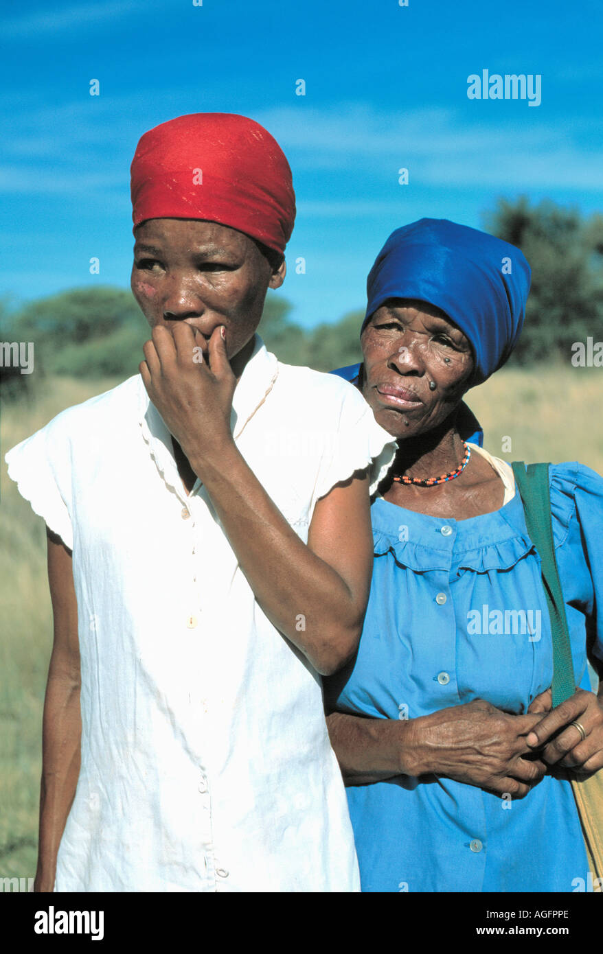 Agricultrices africaines subissant un traitement humiliant pour l'infidélité, rejetés par la société, au Botswana Banque D'Images