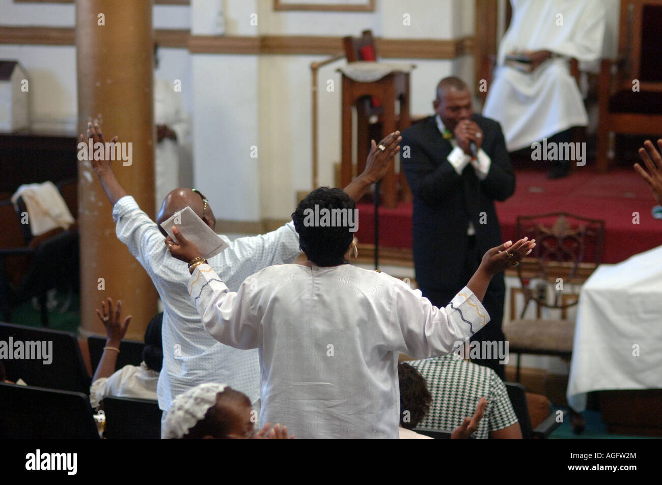 Le service du dimanche à la Citadelle de louange et adoration dans le quartier de Bedford Stuyvesant à Brooklyn NYC Banque D'Images