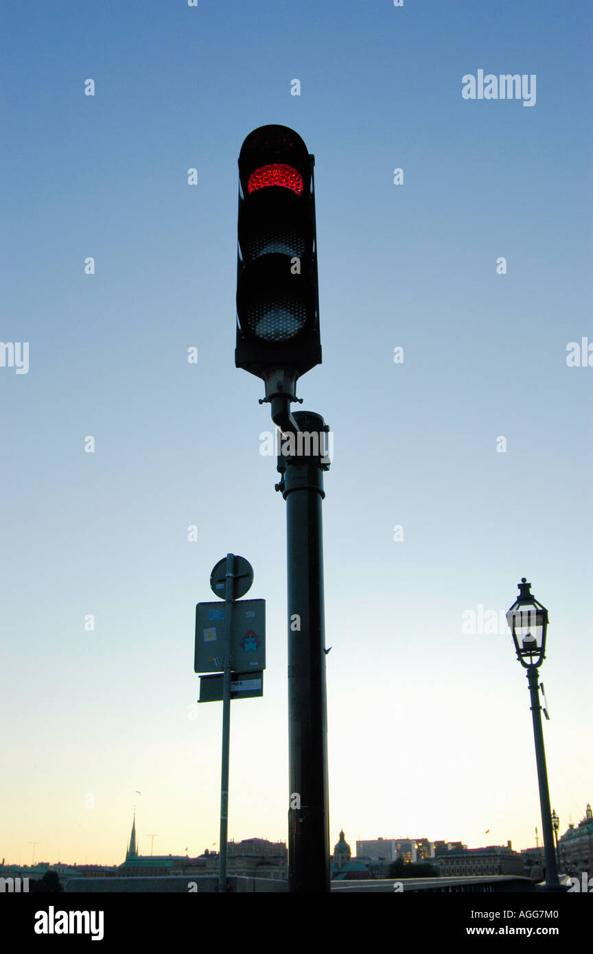 Traffic/feux stop, Stockholm, Suède Banque D'Images