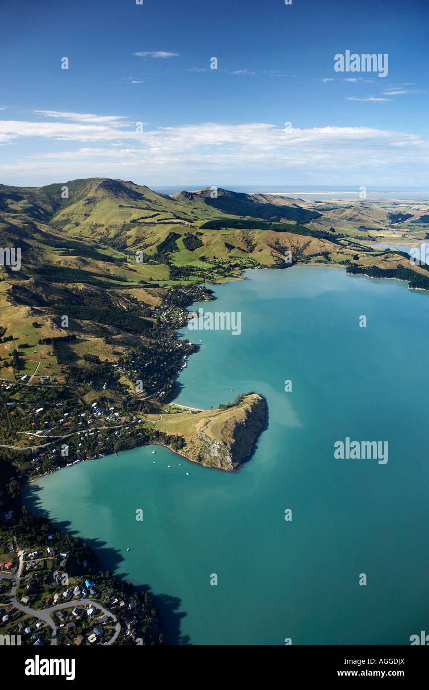 Charteris Bay Lyttelton Harbour canterbury ile sud Nouvelle Zelande aerial Banque D'Images