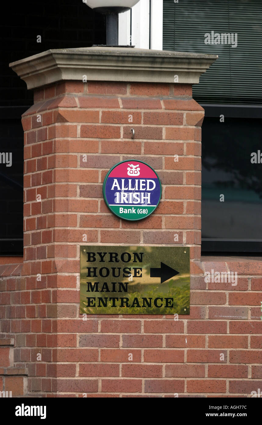 Barrière de l'Allied Irish Bank s siège Nottingham au Byron House Banque D'Images