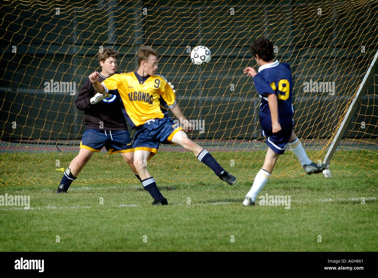 High School football futbol soccer Port Huron au Michigan d'action Banque D'Images