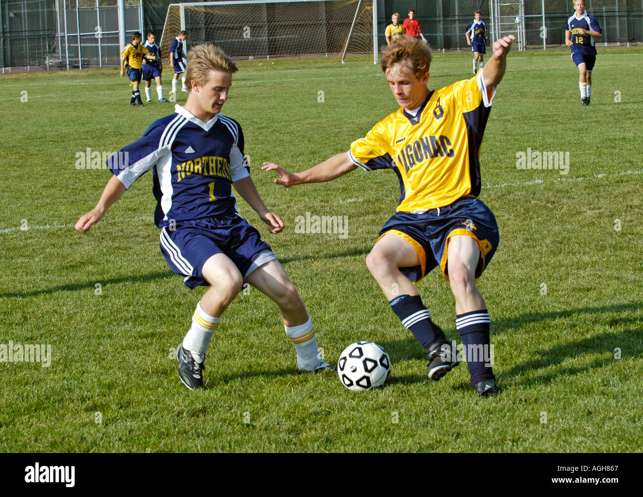 High School football futbol soccer Port Huron au Michigan d'action Banque D'Images