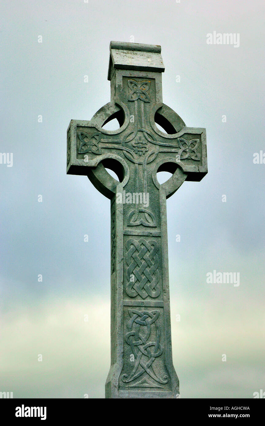 Croix celtique, cimetière, Irlande Banque D'Images