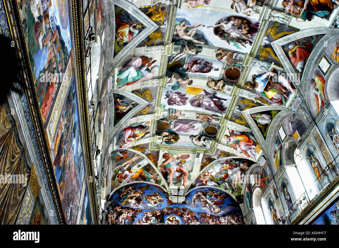 Des fresques de Michel-Ange dans la Chapelle Sixtine, Musée du Vatican, Vatican, Rome, Italie Banque D'Images