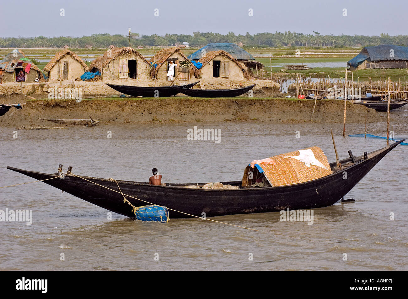 Les pêcheurs en Burigualini Bengali. Banque D'Images