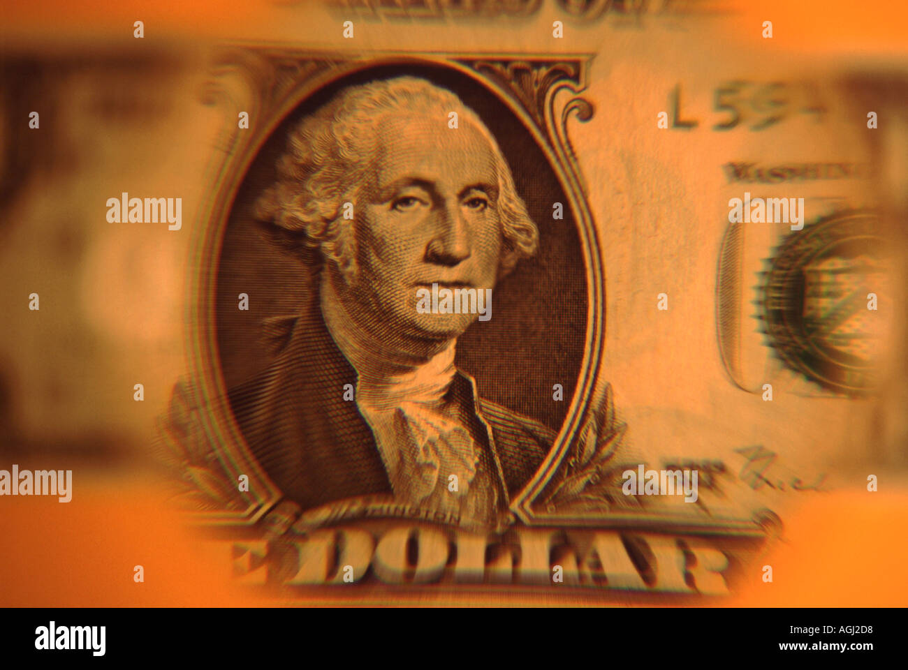 Close up of George Washington le United States One Dollar Bill Banque D'Images