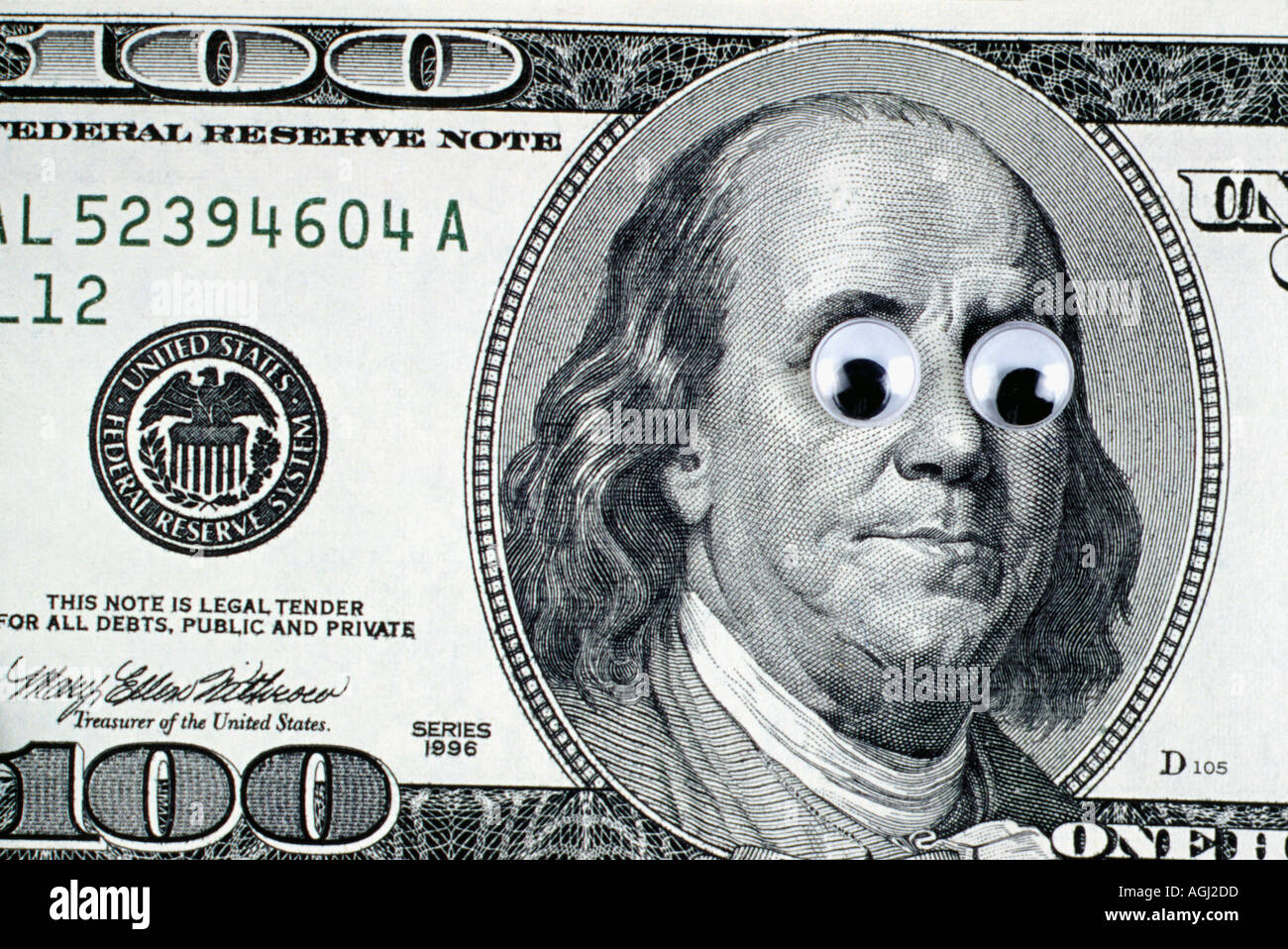 United States one hundred dollar bill aux yeux exorbités Ben Franklin closeup Banque D'Images
