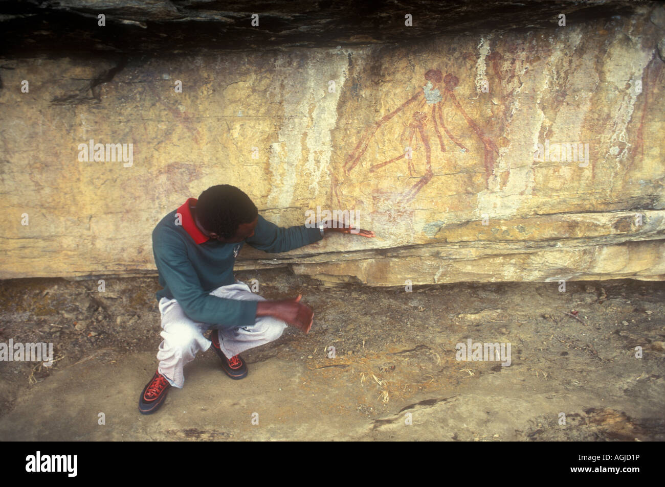 La peinture en falaise, de kondoa en Tanzanie. Banque D'Images