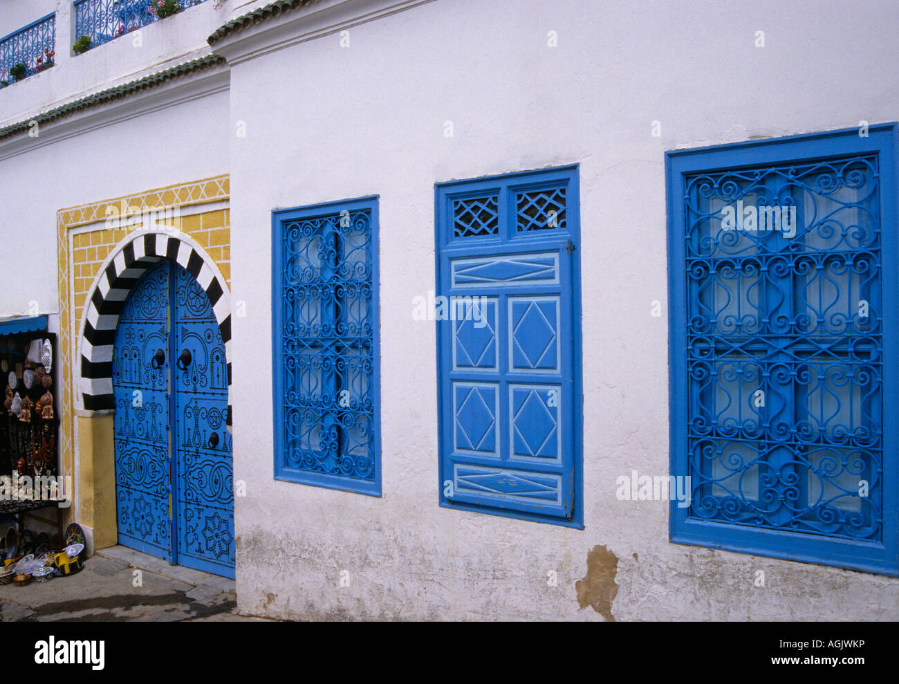L'architecture traditionnelle en Sidi Bou Said Tunisie Afrique du Nord Banque D'Images