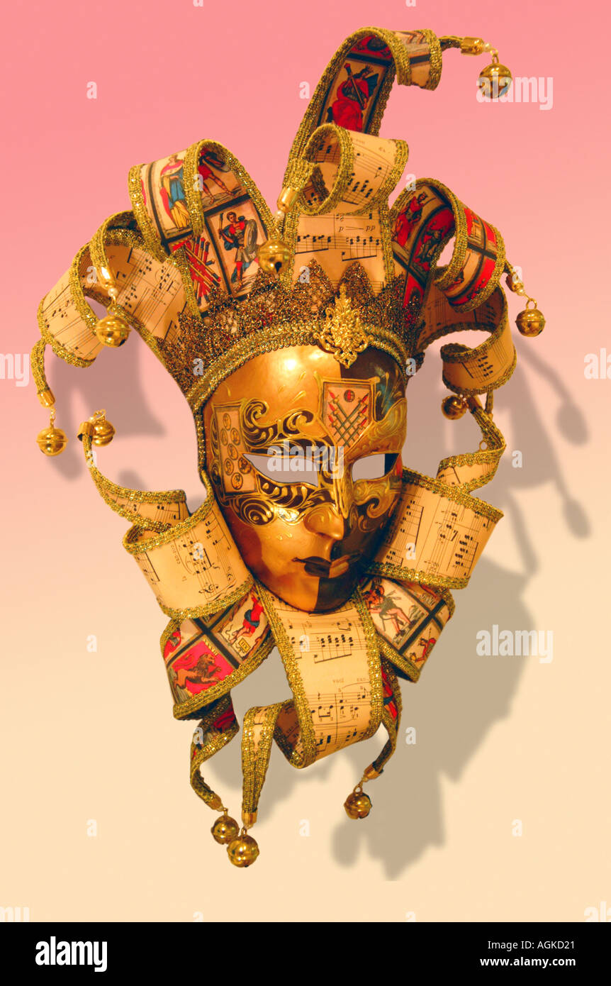 Carnaval vénitien masque de papier mâché papier mâché de fou Banque D'Images