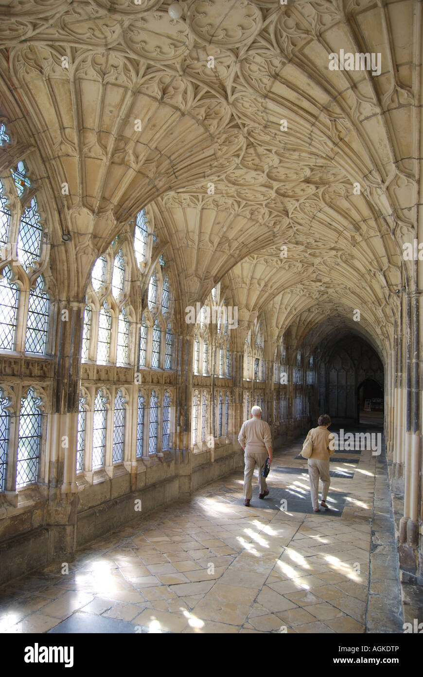 Cloître de la cathédrale, la cathédrale de Gloucester, Gloucester, Gloucestershire, Angleterre, Royaume-Uni Banque D'Images