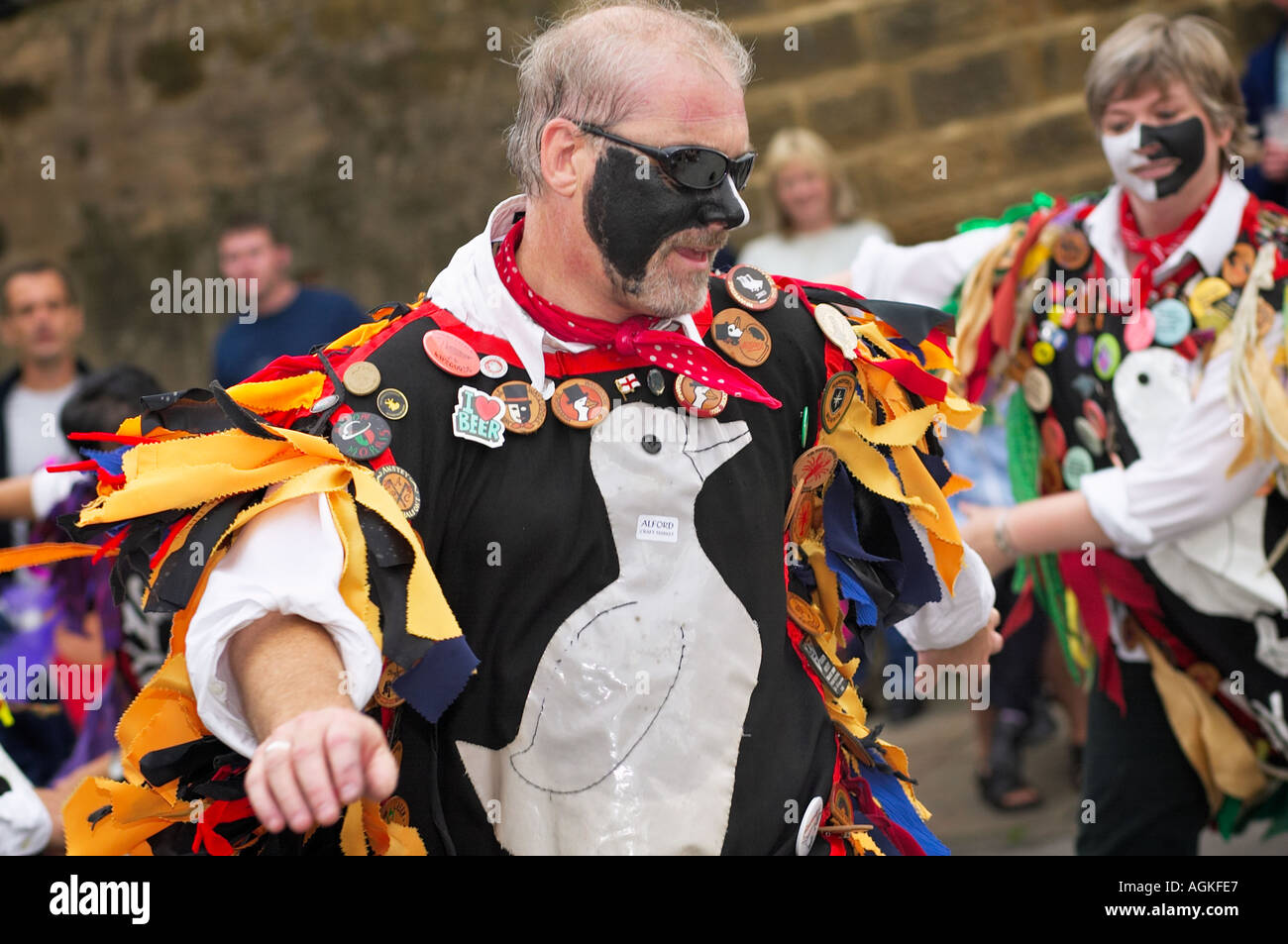 Morris homme à une fête folklorique Yorkshire Angleterre UK Banque D'Images