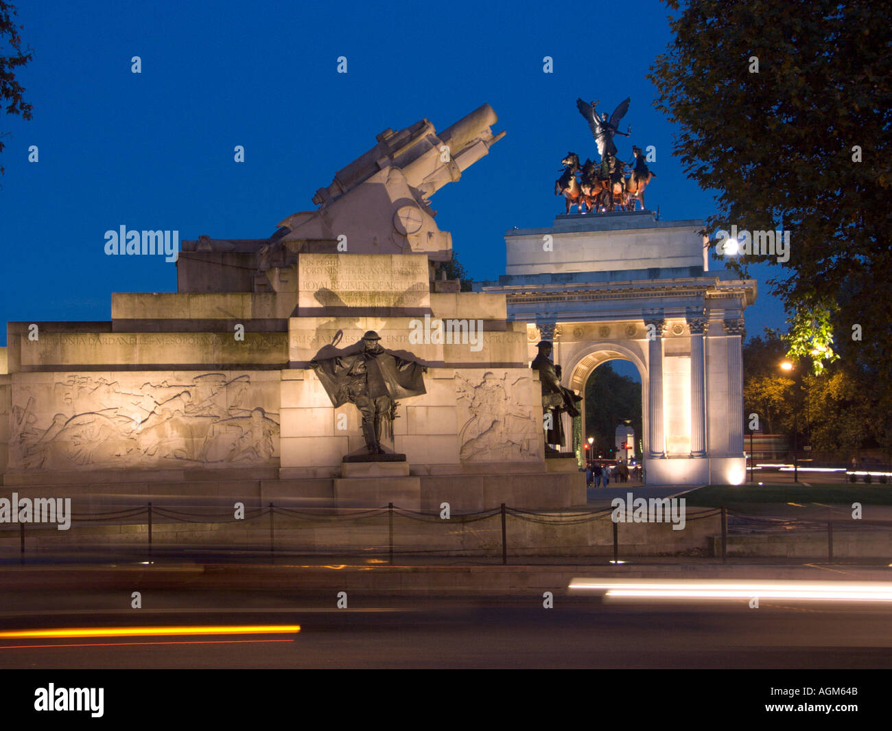 London Hyde Park Corner War Memorial Angleterre par Steven Crépuscule Banque D'Images