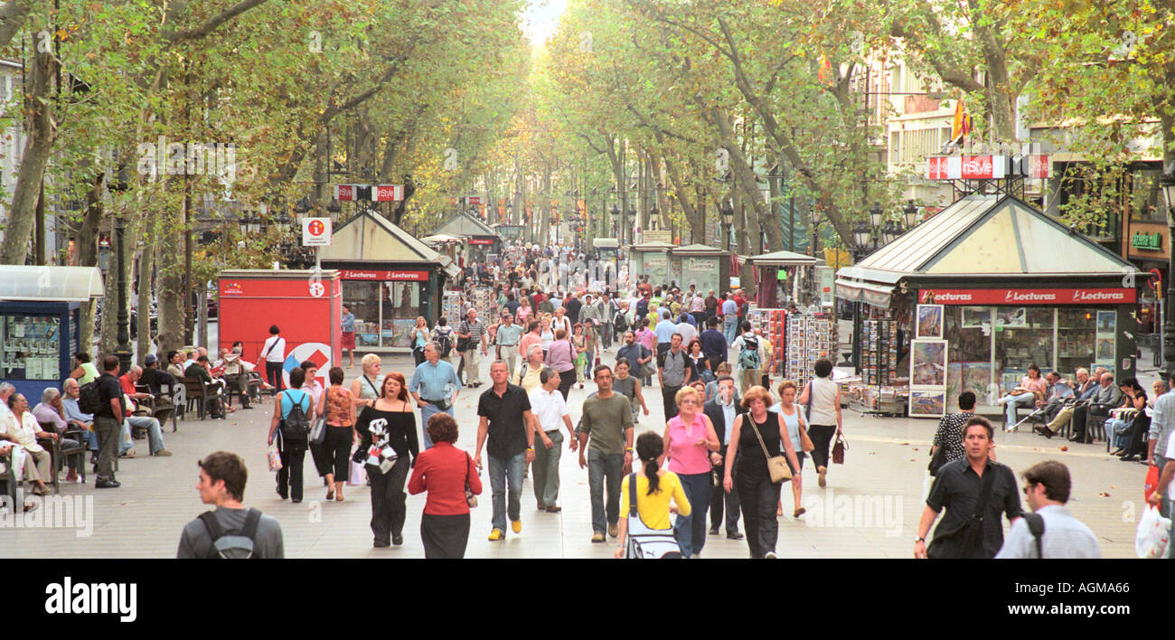 Las Ramblas Barcelone Espagne Banque D'Images