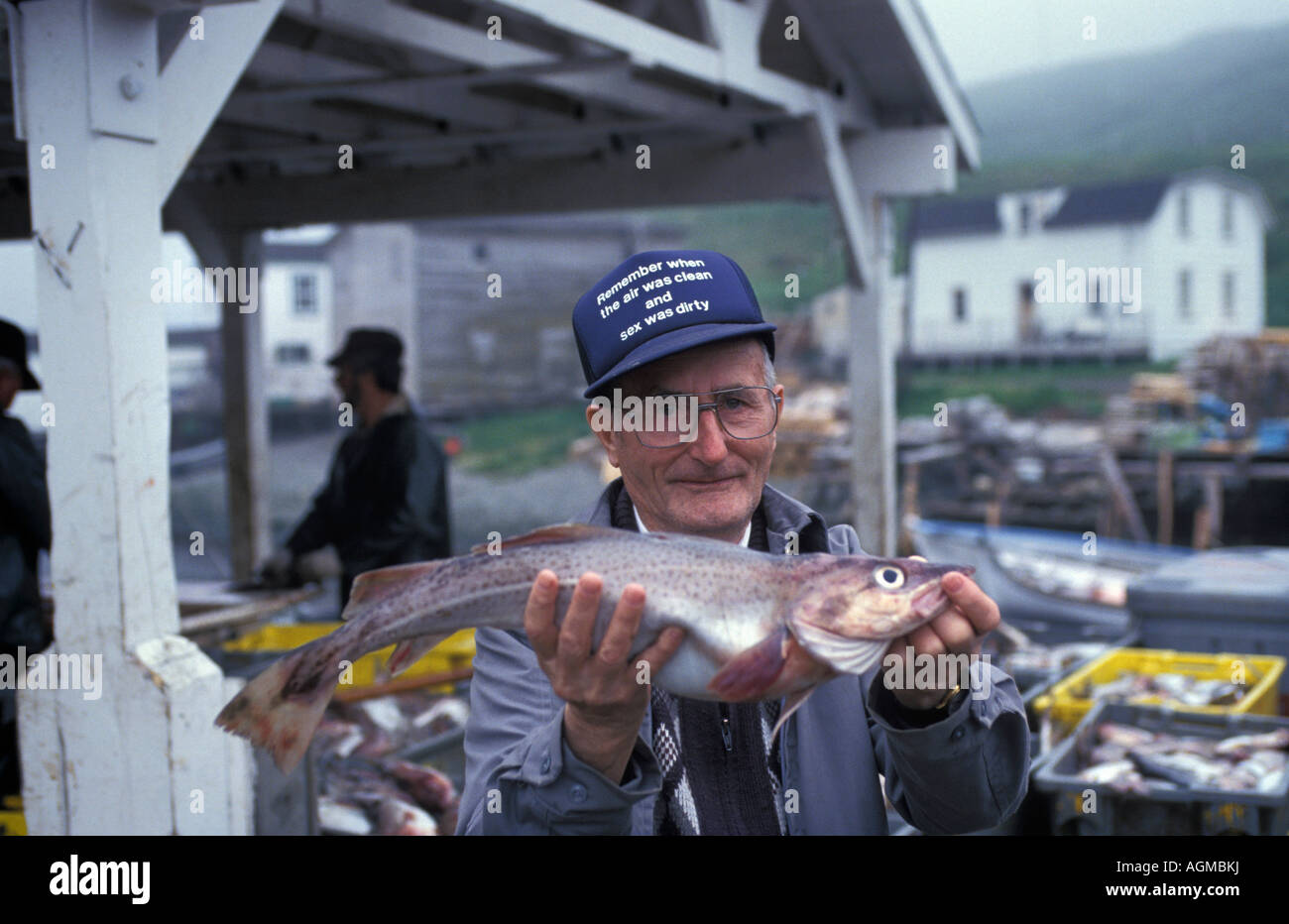 Canada, Saint John, Pêcheur de poissons montrant Banque D'Images