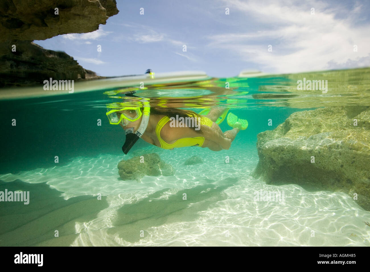 Coude de plongée femme Cay Cay Sal Bank Bahamas Banque D'Images