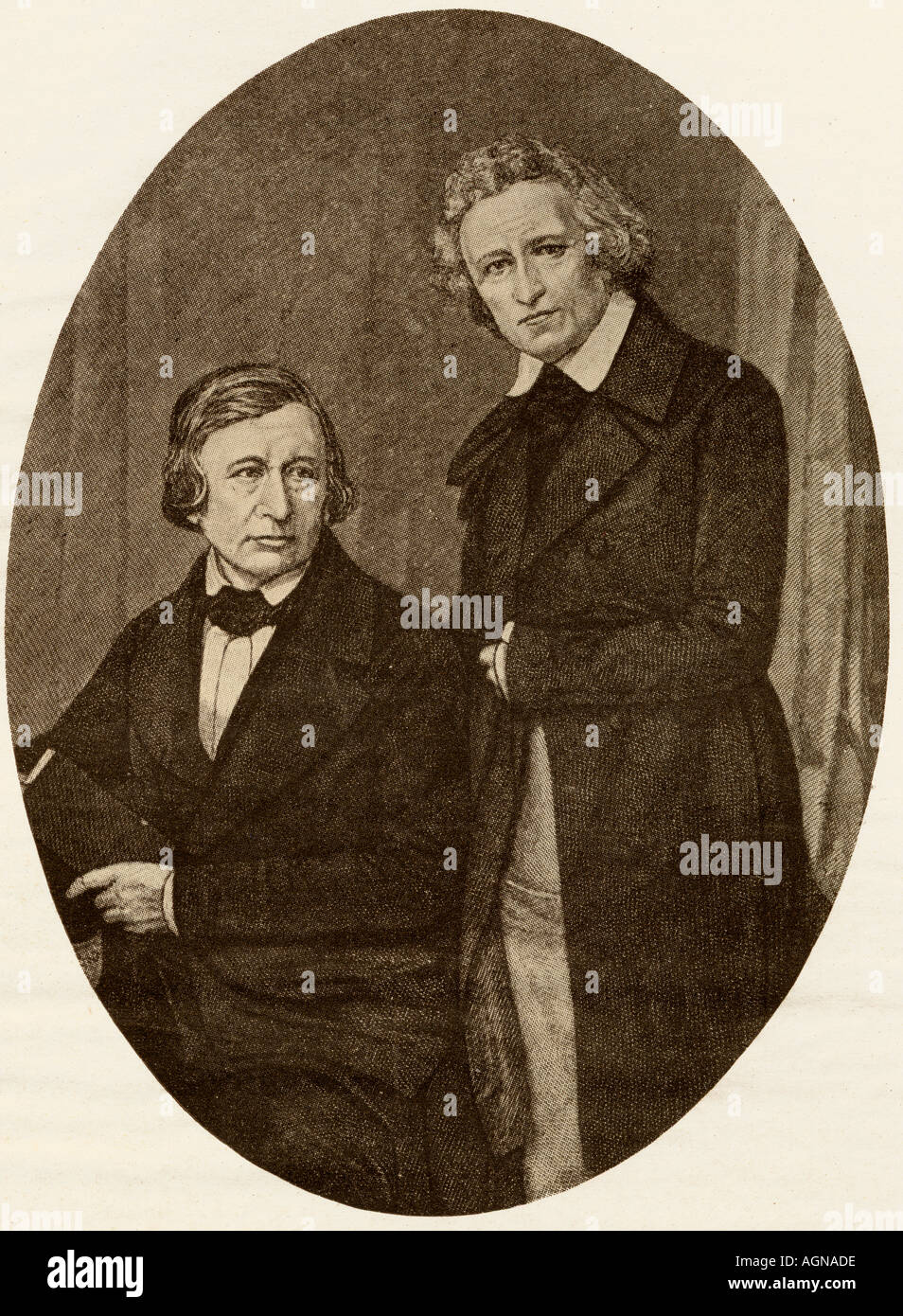 Frères Grimm. Jacob Ludwig Karl Grimm, 1785 -1863 et Karl Wilhelm Grimm, 1786-1859. Banque D'Images