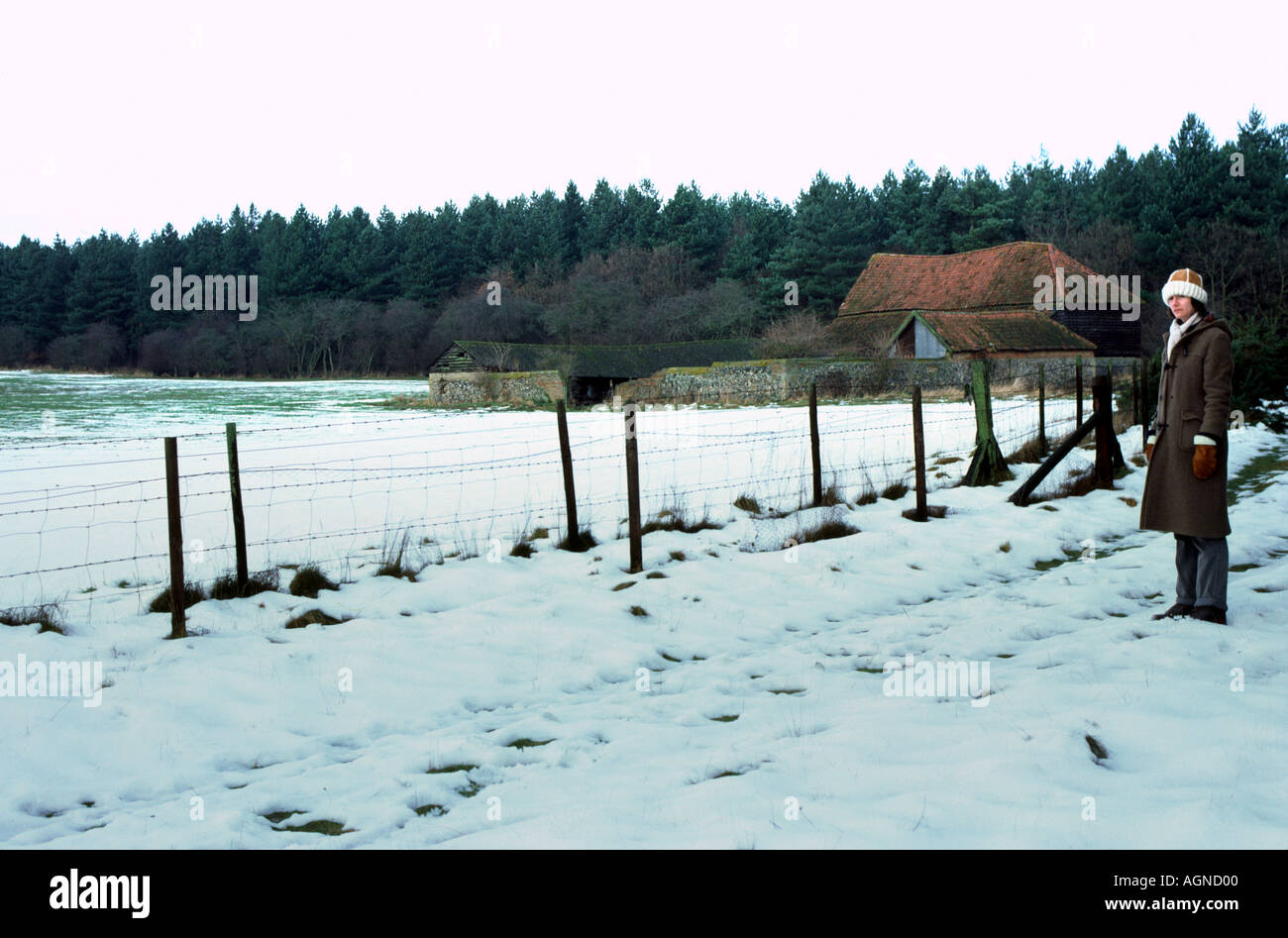 Champ neigeux Suffolk Banque D'Images