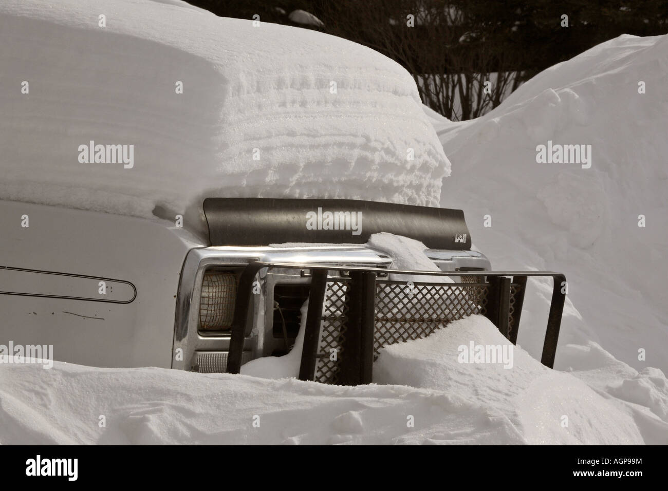 Camion abandonné couvert de neige Banque D'Images