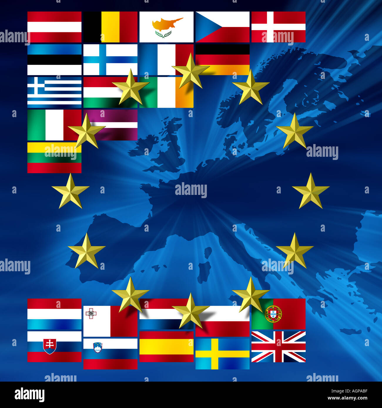 La carte Star Cercle et drapeaux des pays membres de l'Union européenne ...