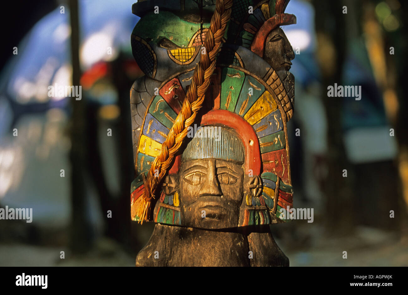 Le Mexique, Tulum, statue Maya Banque D'Images