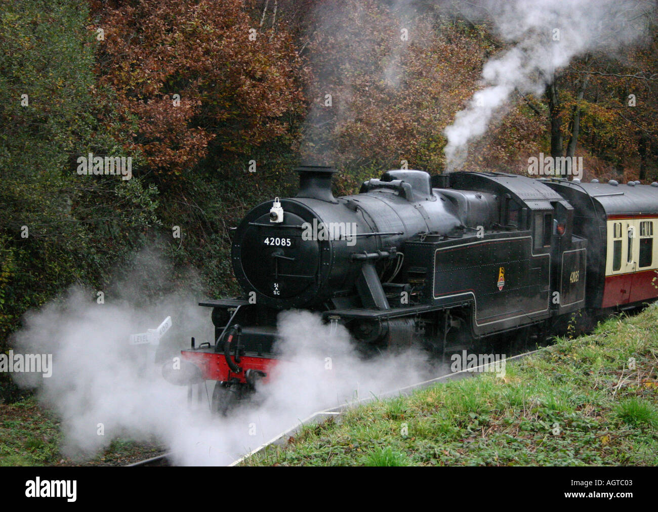 Train à vapeur Newby Bridge Banque D'Images