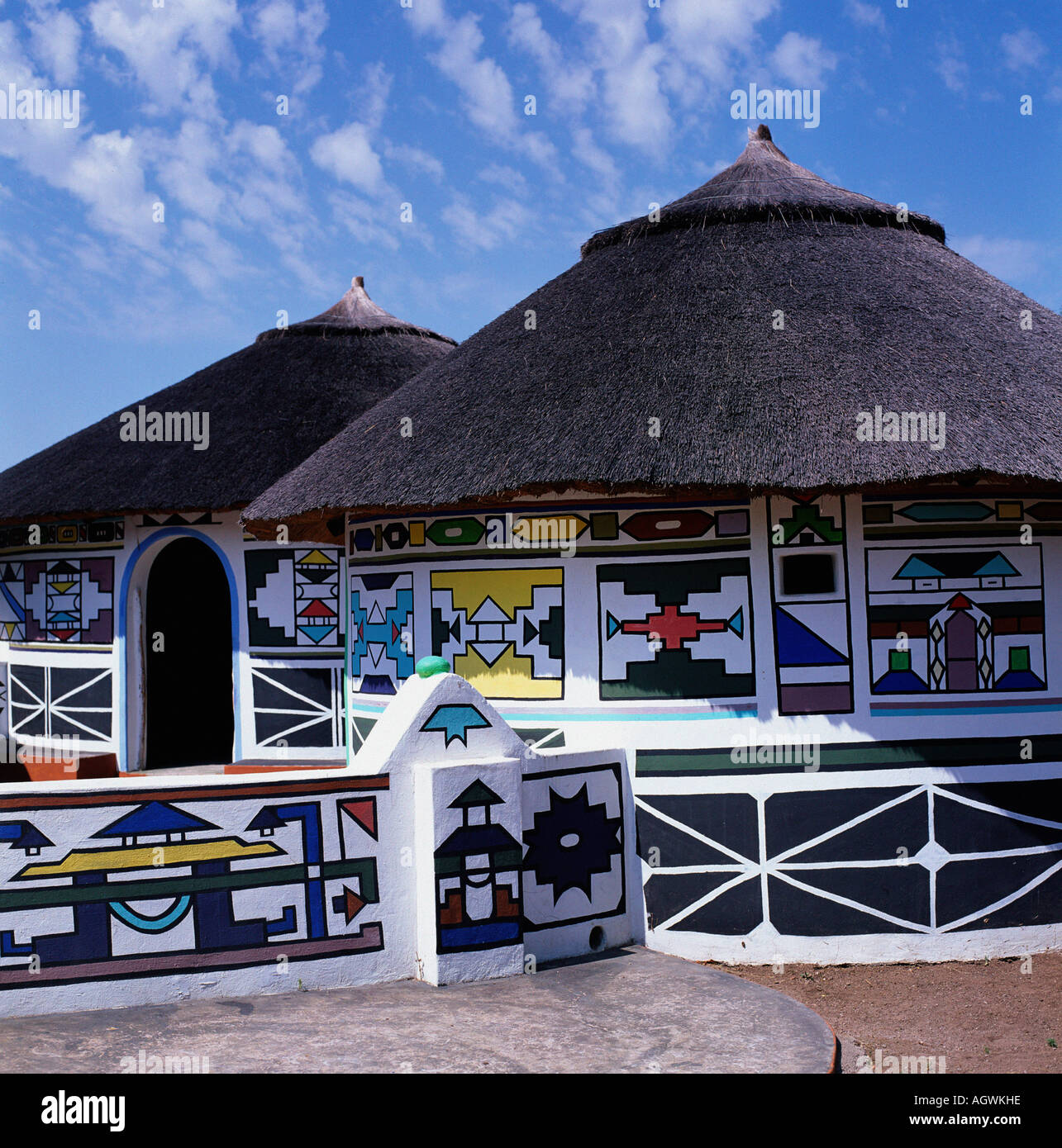 N'debele village / Ndebele-Dorf Banque D'Images