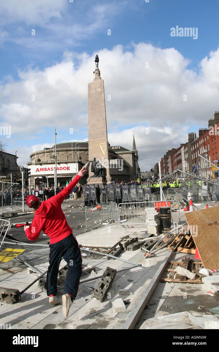 L'émeute de Dublin le 25 février, 2006 Banque D'Images