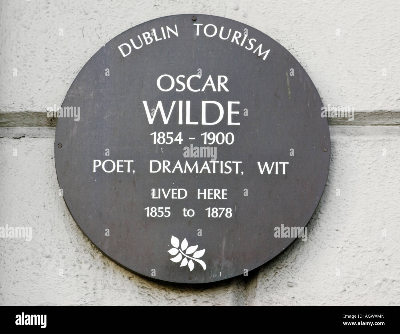 Plaque commémorant à Oscar Wilde 1 Merrion Square, Dublin, Irlande Banque D'Images