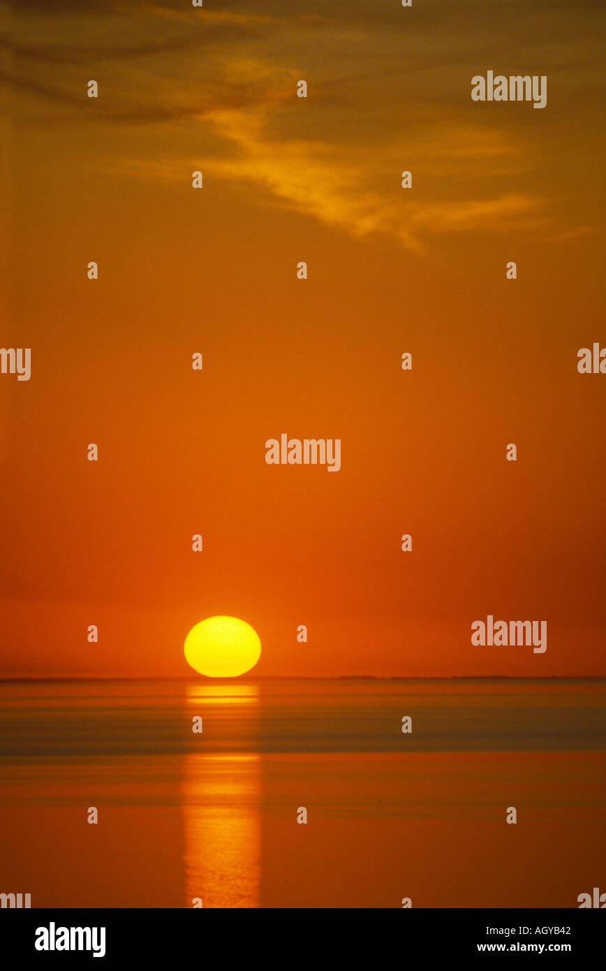 Coucher de soleil sur vide du lac Okeechobee Florida Banque D'Images