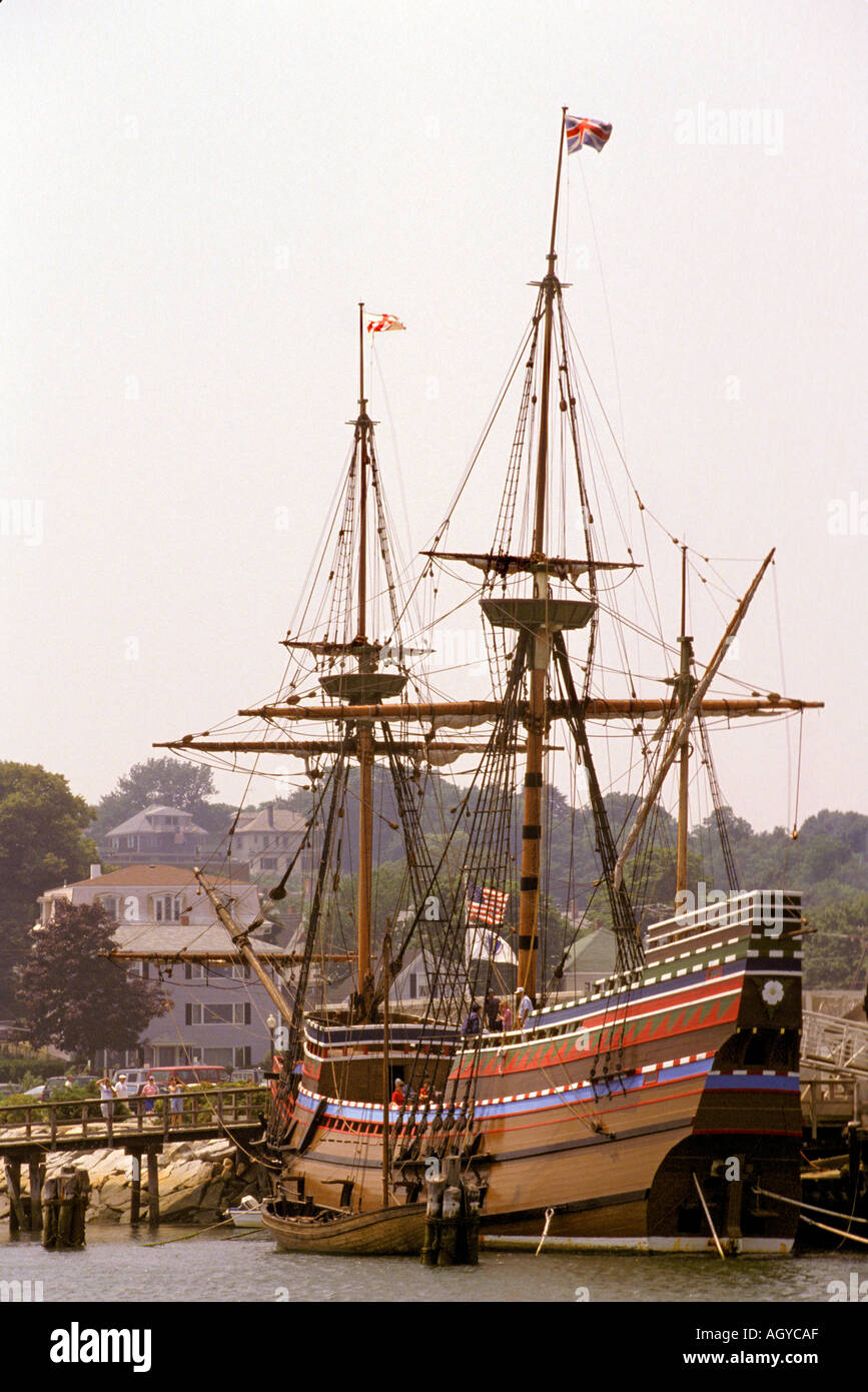 Le Massachusetts Plymouth Mayflower II navire de bois Banque D'Images