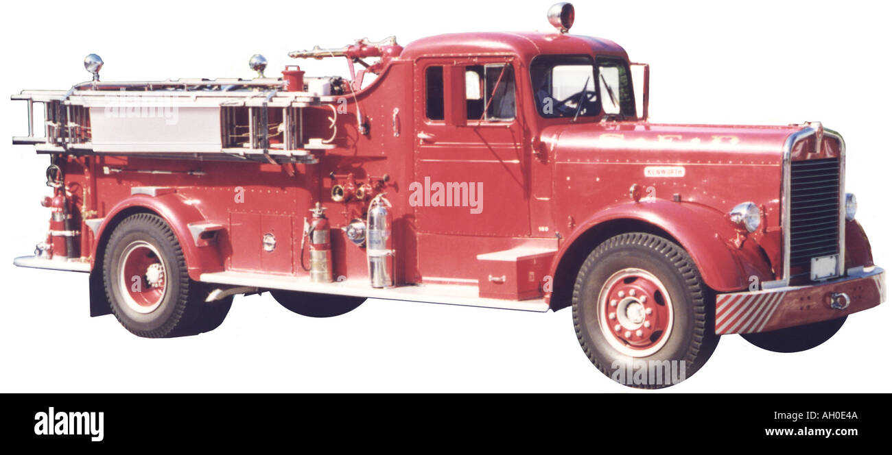 Vintage 1946 rouge Camion Kenworth Pumper Banque D'Images