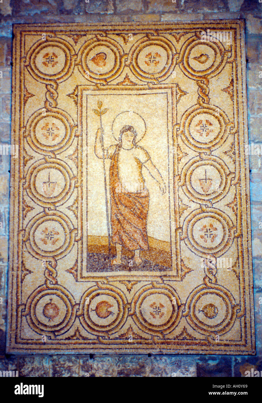 Beit Ed dine Liban Mosaïque de Jean le Baptiste 6ème siècle ap. Banque D'Images